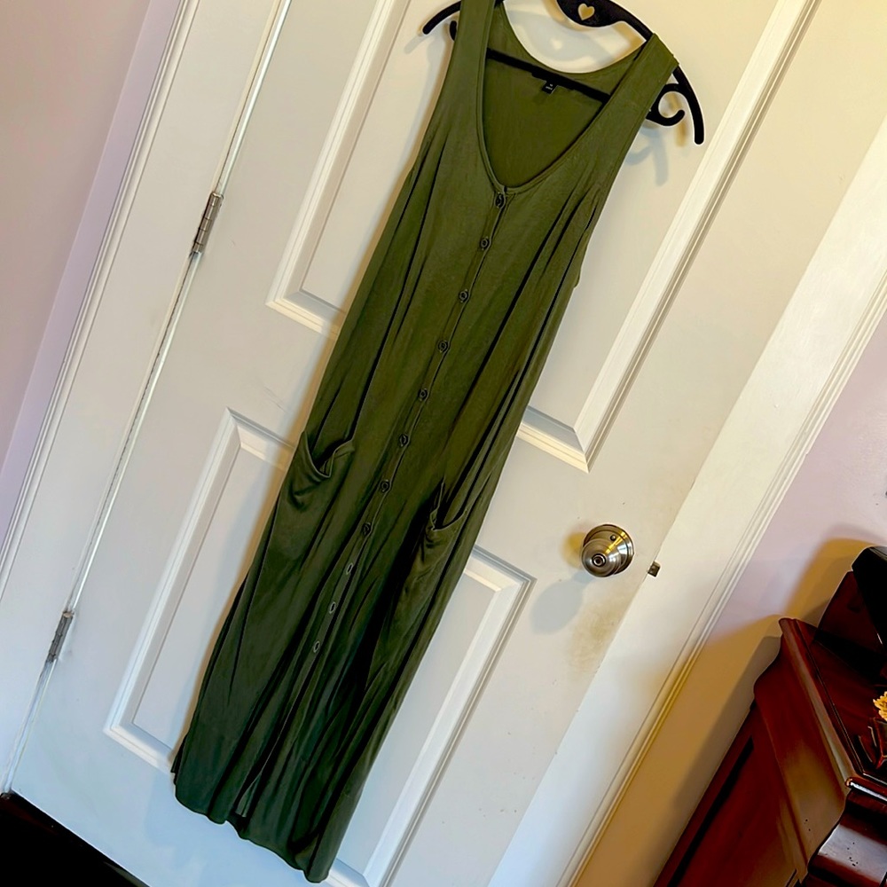 Long knit cardigan dress. Button down with pockets
